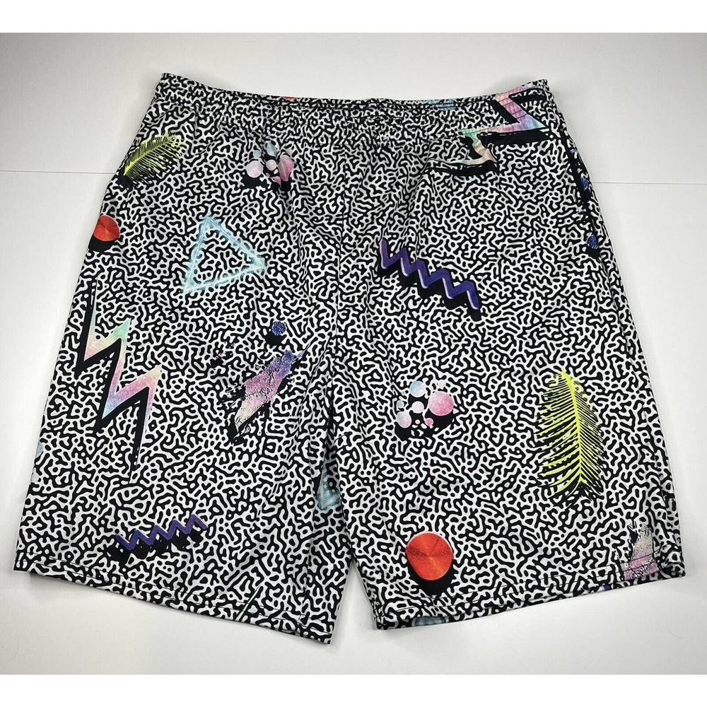 NEW Vapor 95 Retro 80’s Themed Swim Trunk Shorts Size 40 Men’s Black White